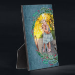 Wreath Tabletop Easel Photo Plaque<br><div class="desc">A wreath of pine branches, berries and leaves on a blue denim background surrounds your favourite photo on this tabletop plaque that has a built-in easel for easy display. Great as a gift or to display your favourite photo in your own home. Your image colours are put directly on the...</div>