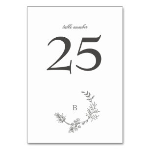 Wreath Traditional Floral Wreath Minimal Monogram Table Number