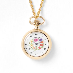 Wreath Watercolor Floral Peony Modern  Watch