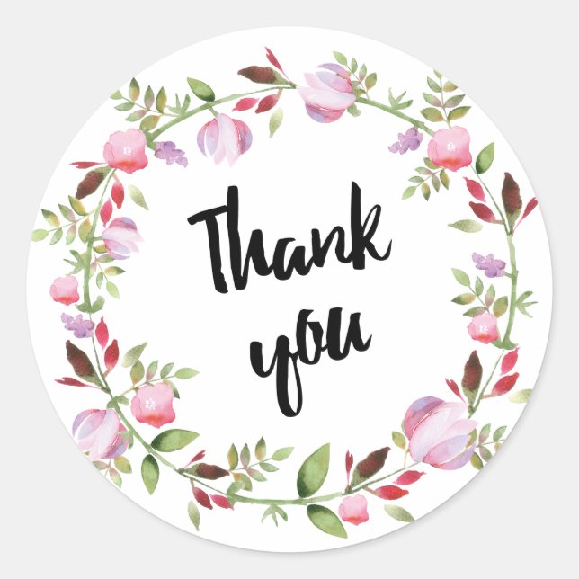 Wreath watercolors flowers classic round sticker (Front)