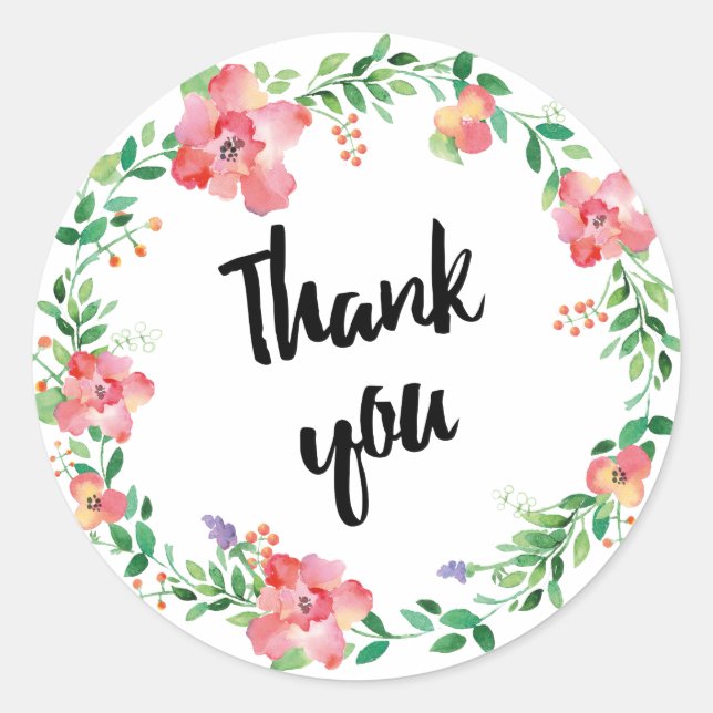 Wreath watercolors flowers classic round sticker (Front)