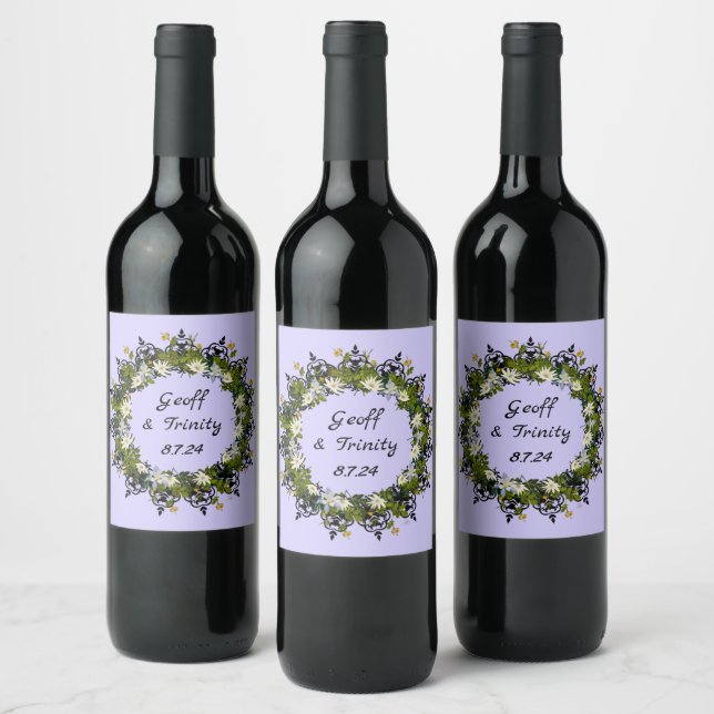 Wreath Wedding Flowers Floral Arrangement Sticker (Bottles)
