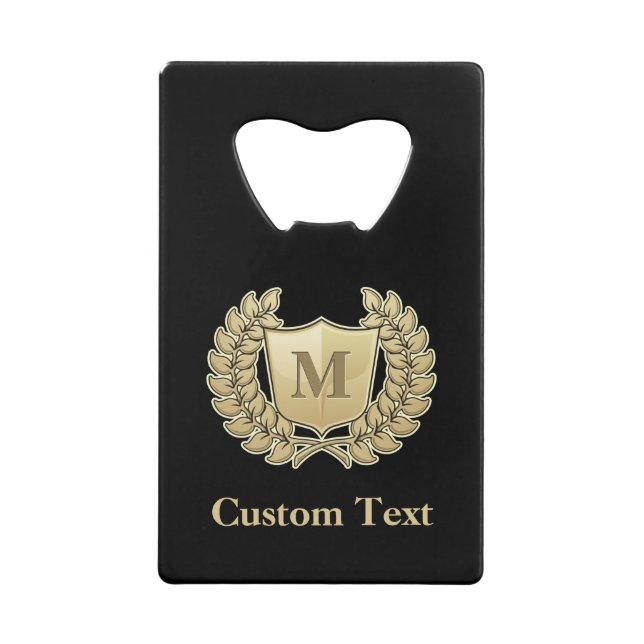 Wreath with Shield Credit Card Bottle Opener (Front)