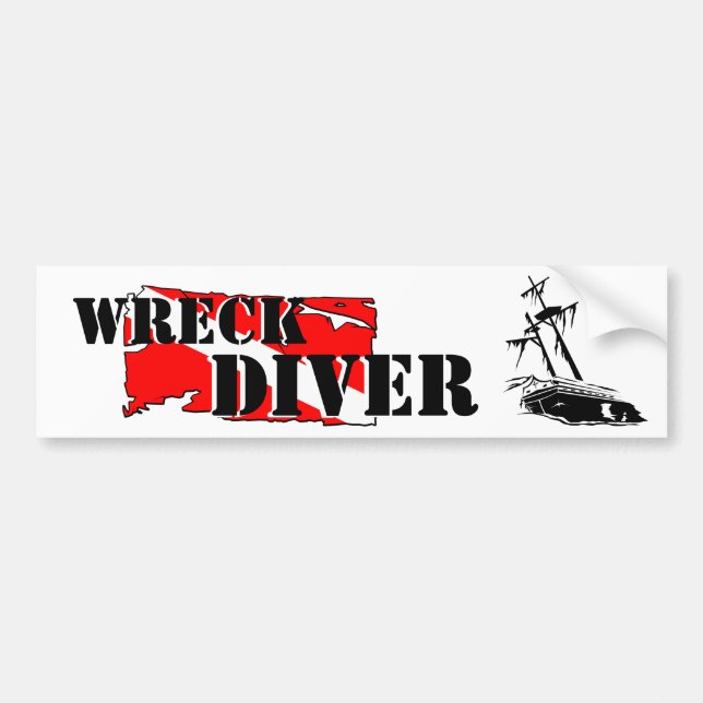 Wreck Diver Bumper Sticker (Front)