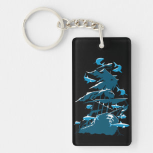 Wreck Diving And Sharks Keychain
