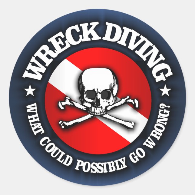 Wreck Diving (Skull) Classic Round Sticker (Front)
