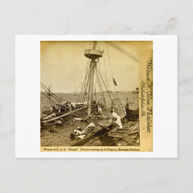 Wreck of the U.S.S. Maine, Divers Coming Up Postcard (Front)