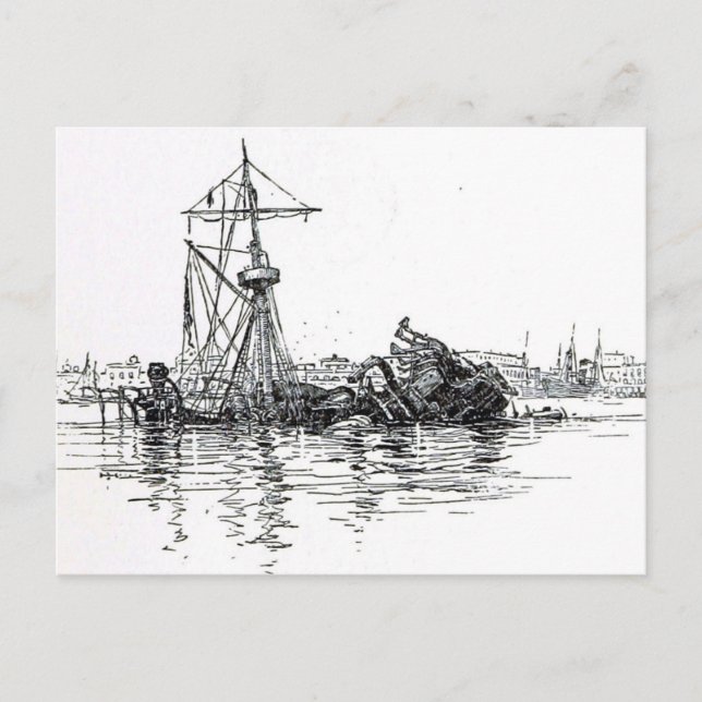 Wreck of the U.S.S. Maine Postcard (Front)