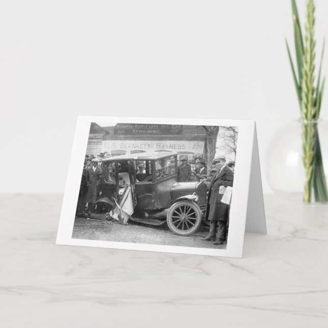 Wrecked Antique Car, 1920s Card (Front)