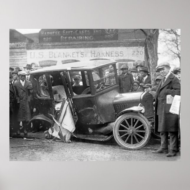 Wrecked Antique Car, 1920s Poster (Front)