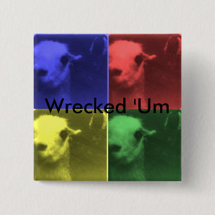 Wrecked 'Um 4 Colour Llama Square Button