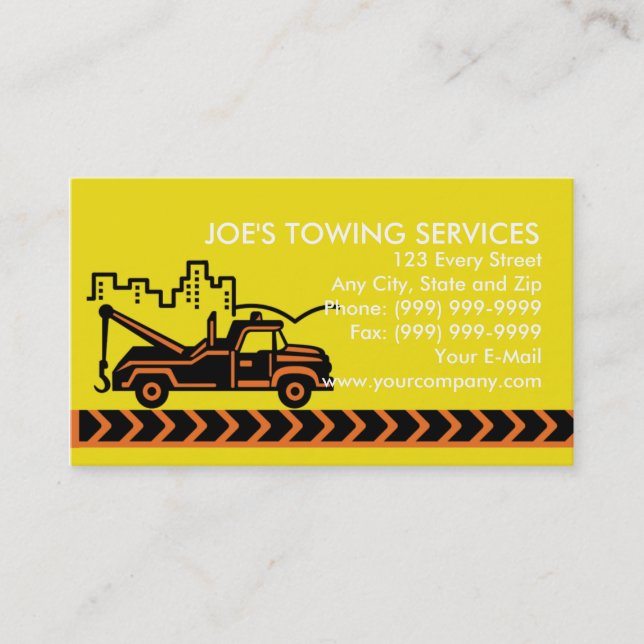 Wrecker tow truck  with building business card (Front)