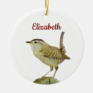 Wren Bird Ceramic Ornament