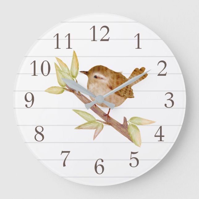 Wren Bird Home Decor Wall Clock (Front)