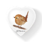 Wren Bird Monogram Script Paperweight