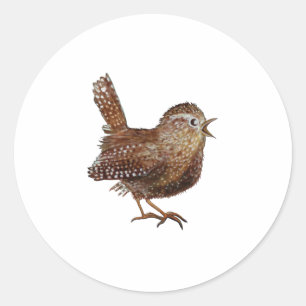 Wren Bird singing loud and beautiful song  Classic Round Sticker