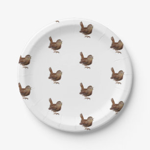 Wren Bird singing loud and beautiful song   Paper Plate