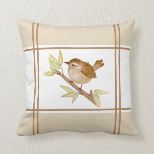 Wren Bird Throw Pillow