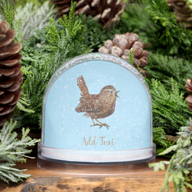 Wren Bird (Troglodytes Troglodytes) Personalized Snowglobe (Winter)