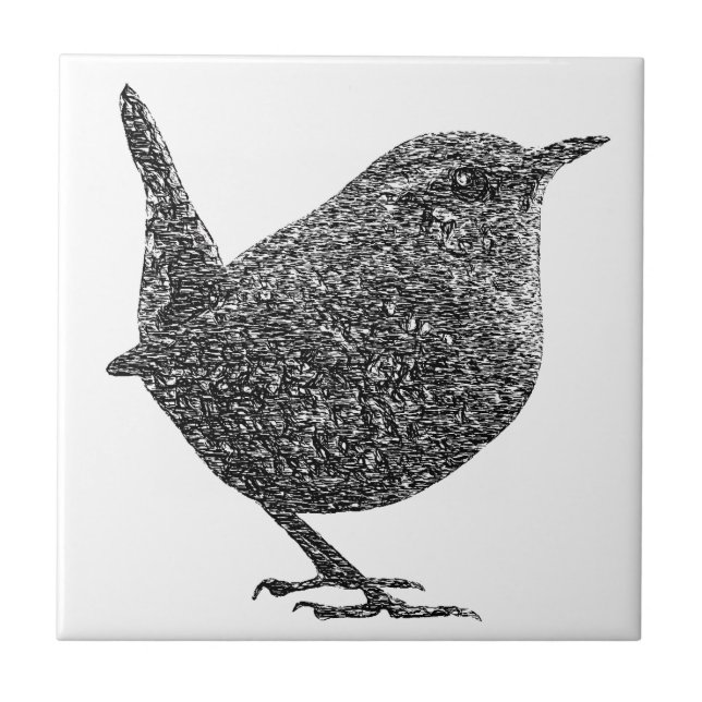 Wren (Black and White) Tile (Front)