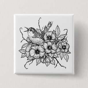 Wren bouquet 2 inch square button