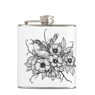 Wren bouquet hip flask