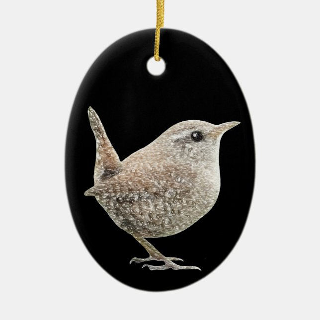 Wren Ceramic Ornament (Front)