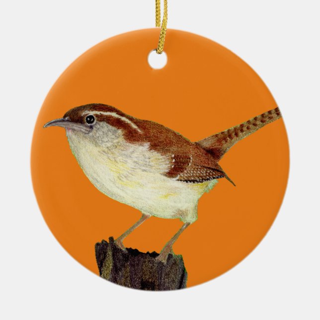 Wren Ceramic Ornament (Front)