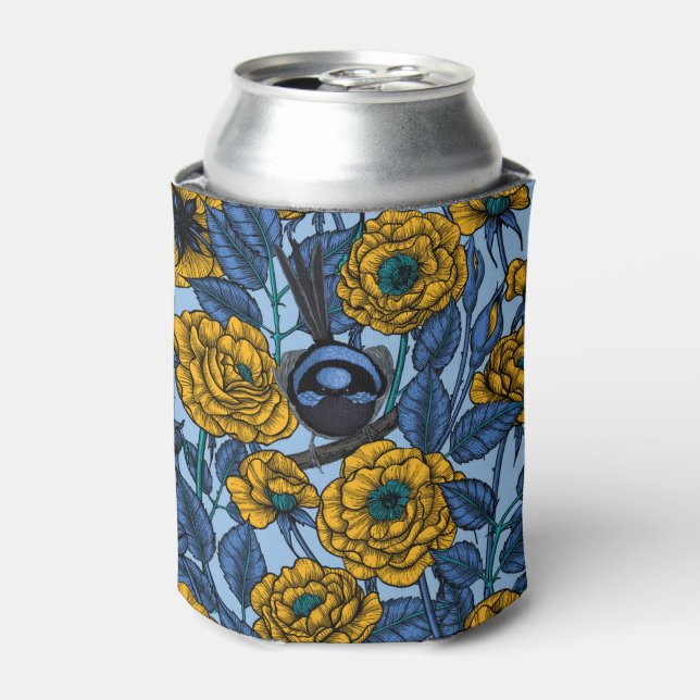 Wren in the roses can cooler (Can Front)