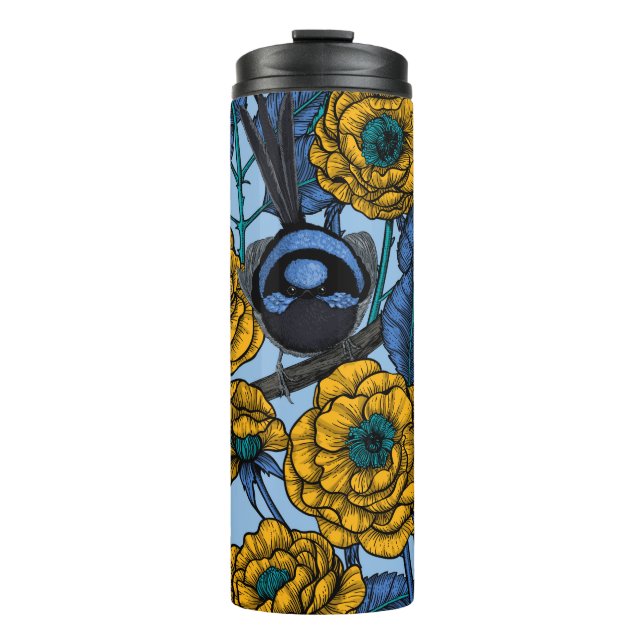 Wren in the roses thermal tumbler (Front)