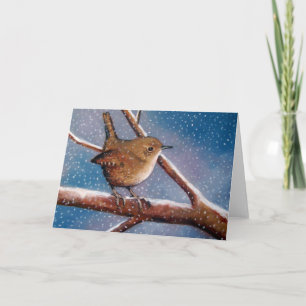 Wren In Winter: Artwork: Note Card