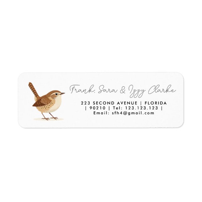 Wren Return Address Labels – Personalized Bird (Front)