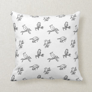 Wren Sparrow Cardinal Bird Small Bird Throw Pillow
