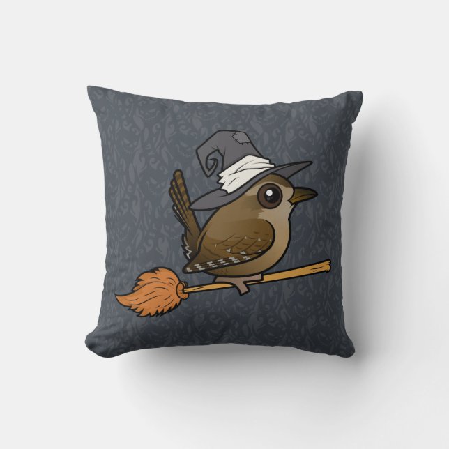 Wren Witch Throw Pillow (Front)