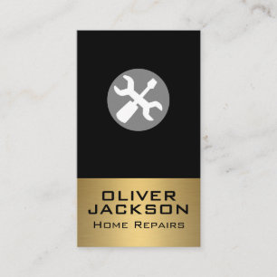 Wrench and Screwdriver Gold Metallic Business Card