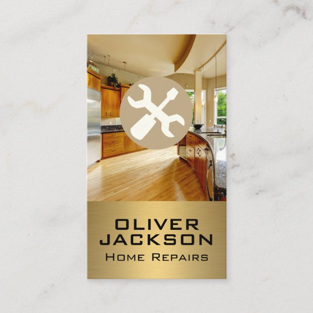 Wrench and Screwdriver | Modern Kitchen Home Business Card (Front)