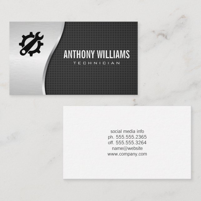 Wrench Gear Carbon Fibre and Metal Business Card (Front/Back)