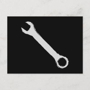 Wrench. Grey and Black. Spanner. Postcard