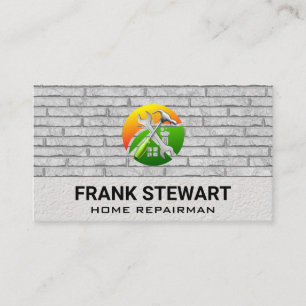 Wrench Hammer Brick wall Background Business Card