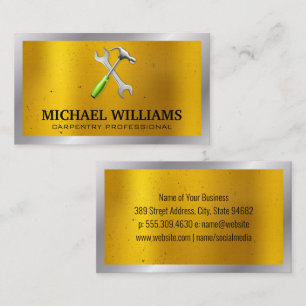 Wrench Hammer Metallic Business Card