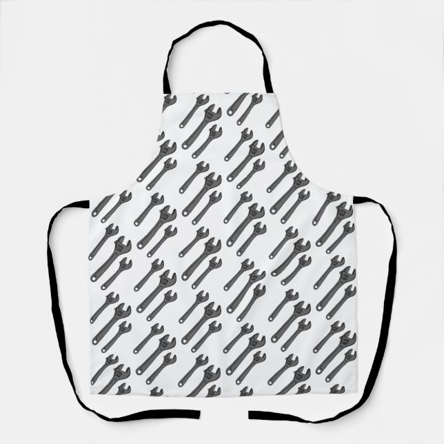 Wrench Pattern Woodworking Workshop Garage Plumber Apron (Front)