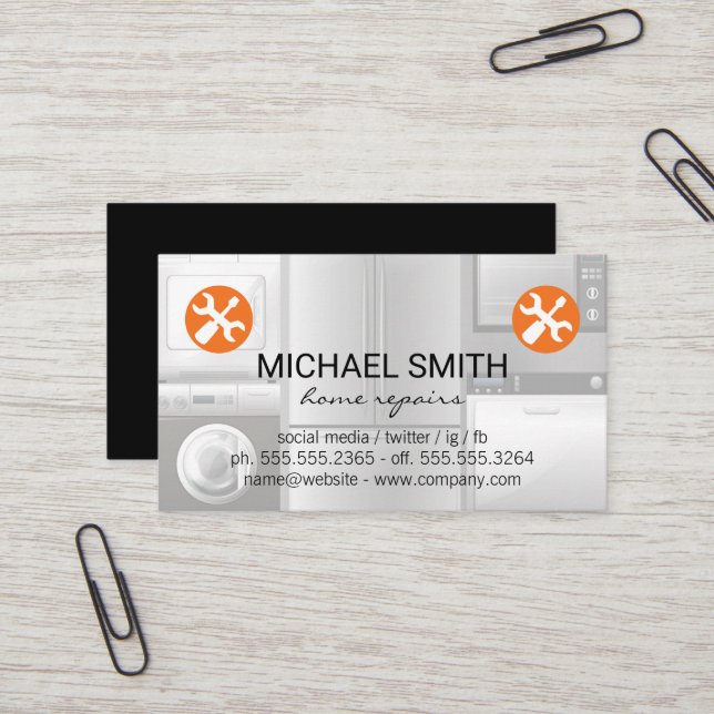 Wrench Screw Driver | Appliances Business Card (Front/Back In Situ)