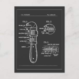 Wrench tool blueprint gift postcard