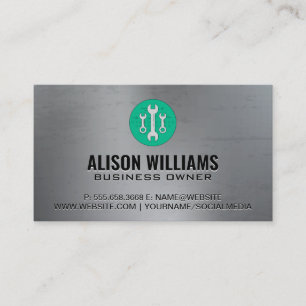 wrench tools   aluminum metallic business card
