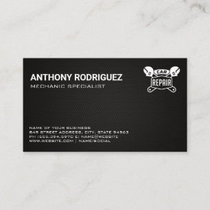 Wrenches Car Repair Logo   Carbon Fiber Business Card