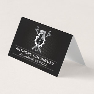 Wrenches Gear and Piston   Auto Mechanic Business Card
