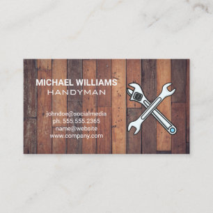 Wrenches General Contractor Wood Business Card