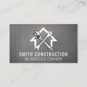 Wrenches Home Metallic Background Business Card