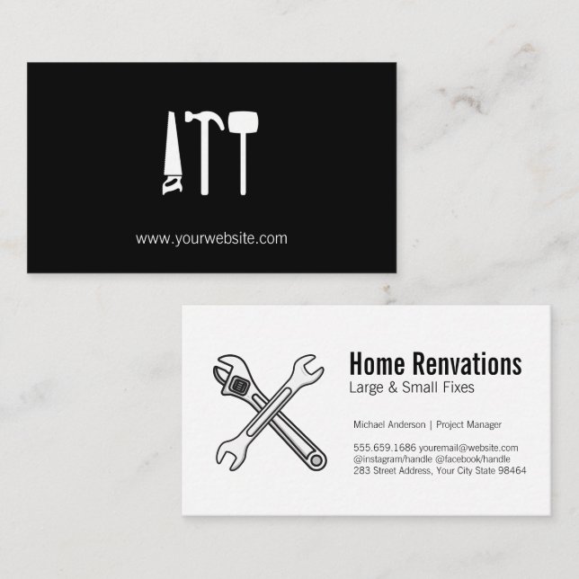 Wrenches | Home Renovation | Carpentry Appointment Card (Front/Back)