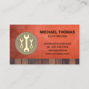 Wrenches Leather Wood Trim Business Card